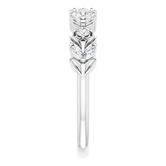 Marquise Diamond Women's Anniversary Band White Gold Perspective View