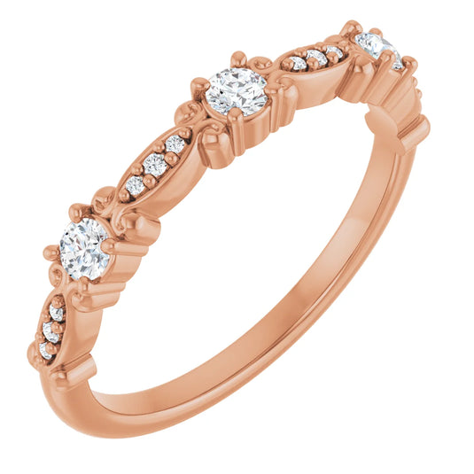 Vintage Natural Diamond Anniversary Band Rose Gold