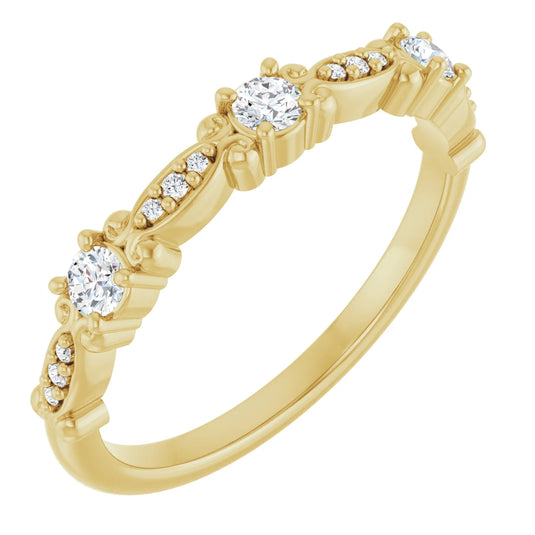 Vintage Natural Diamond Anniversary Band Yellow Gold Cross View