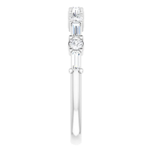 Handcrafted Natural Diamond Anniversary Band White Gold Perspective View