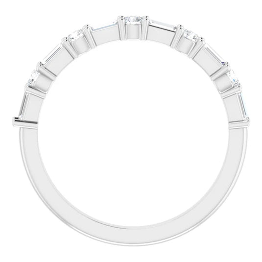 Floral Inspired Natural Diamond Anniversary Band White Gold Perspective View