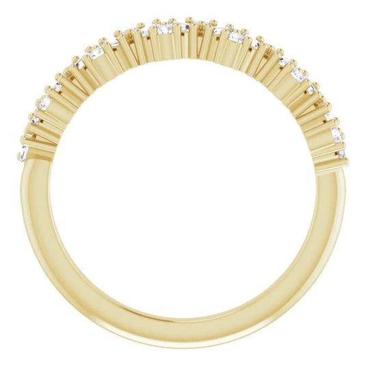 Scattered Natural Diamond Anniversary Band Yellow Gold Cross View