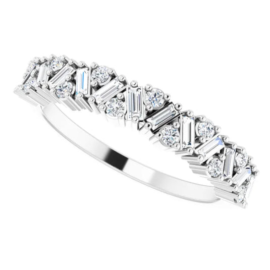 Scattered Natural Diamond Anniversary Band White Gold