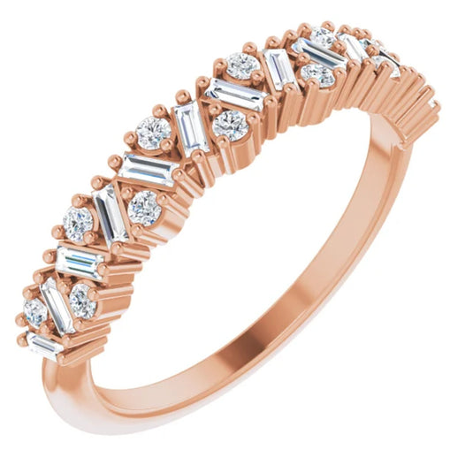 Scattered Natural Diamond Anniversary Band Rose Gold Side View