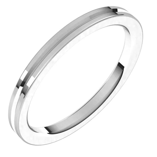 Women’s Centered Groove Comfort Fit Flat Band White Gold