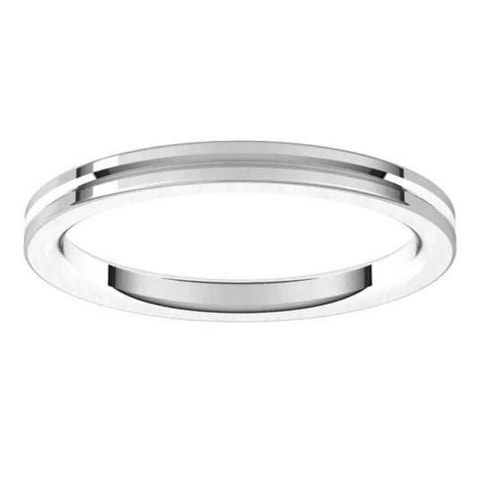 Women’s Centered Groove Comfort Fit Flat Band White Gold Side View
