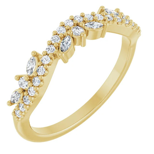 Marquise Cut Womens Wedding Band