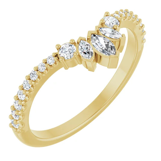 Pointed Marquise Diamond Wedding Band