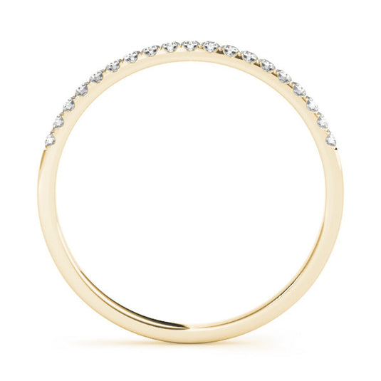 Timeless Prong Set Wedding Band Yellow Gold Front View