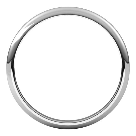 Lightweight Comfort Fit Half Round Band White Gold Top View