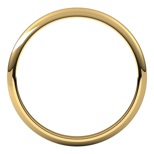 Lightweight Comfort Fit Half Round Band Yellow Gold Top View