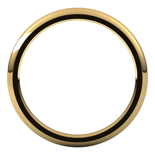 Women’s Half Round Classic Wedding Band Yellow Gold Top View