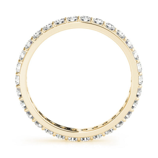 Round Cut Diamond Eternity Band Yellow Gold Top View