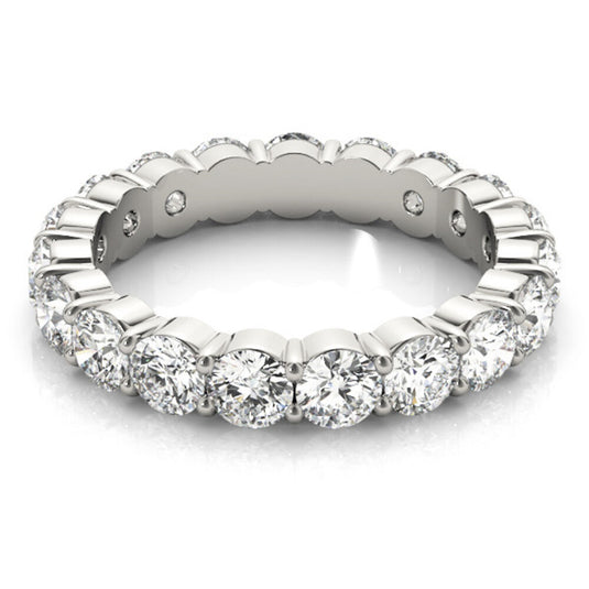 Sparkling Women's Eternity Band with Round Diamond White Gold Perspective View
