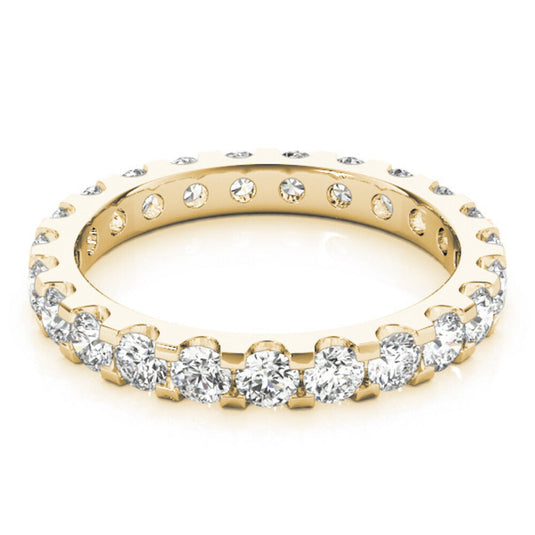 U-Shape Shared Prong Eternity Band Yellow Gold Side View