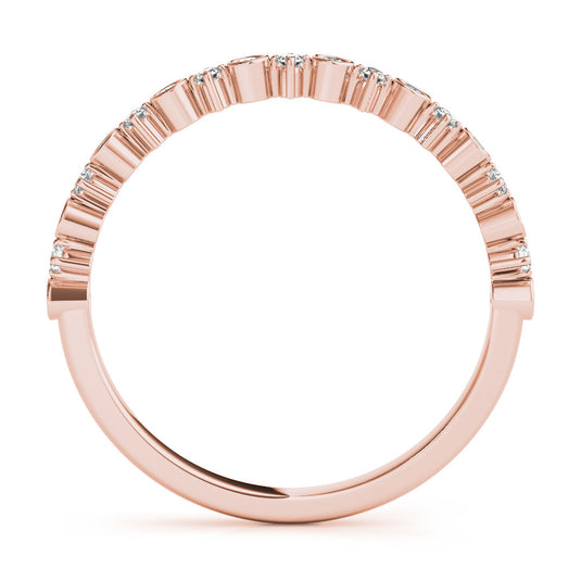Stackable Round Diamond Wedding Band for Women Rose Gold Cross View