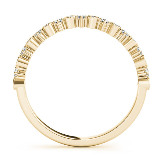 Stackable Round Diamond Wedding Band for Women Yellow Gold Cross View