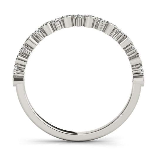 Stackable Round Diamond Wedding Band for Women White Gold Cross View
